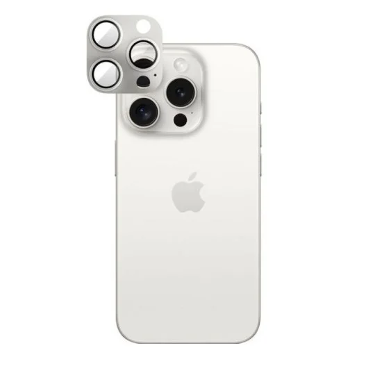 Smartix Premium Aluminium Camera Glass for iPhone 15 Pro/Pro Max - White Titanium